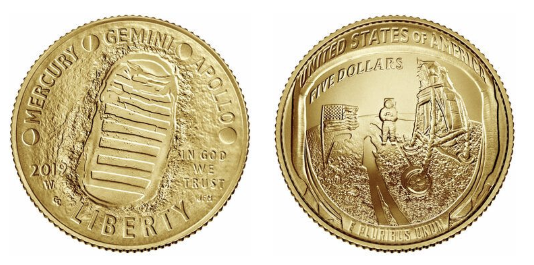 Stati Uniti, 5 Dollari 2019 Apollo